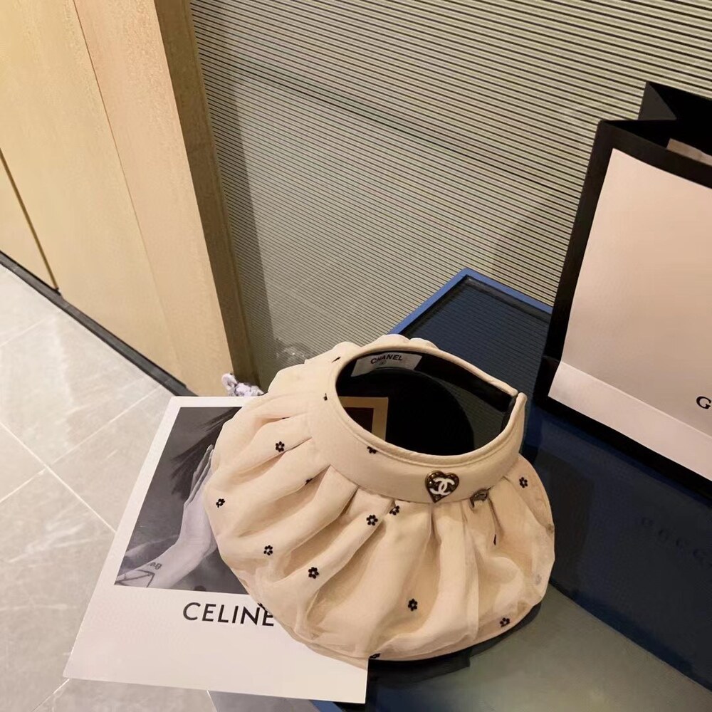 Chanel Tulle Bow Sun Visor in Beige - Picture 3 of 8